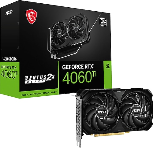 MSI RTX 4060 TI Ventus 2X Black 16G OC 128 Bit GDDR6 16 GB Ekran Kartı