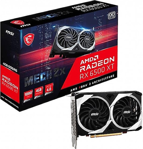 MSI RX 6500 XT Mech 2X 4G OC 64 Bit GDDR6 4 GB Ekran Kartı