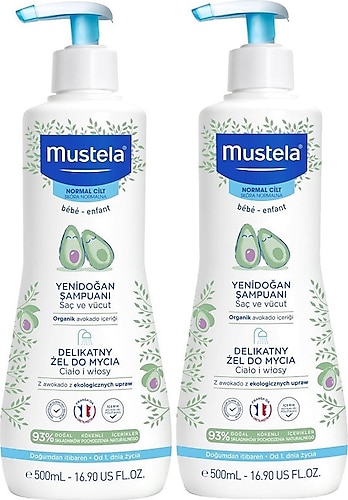 Mustela Gentle Cleansing Gel Yenidoğan Şampuanı 500 ml 2 Adet