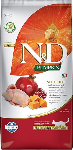 N&D Pumpkin Bıldırcınlı Balkabaklı ve Narlı 5 kg Kısırlaştırılmış Yetişkin Kedi Maması