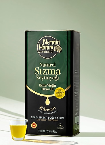 Nermin Hanım Zeytinliği Filtresiz Erken Hasat Soğuk Sıkım Zeytinyağı (5lt) - 5 lt