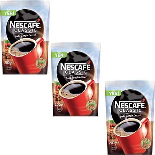 Nescafe Classic Granül Kahve 200 gr Eko Paket 3'lü