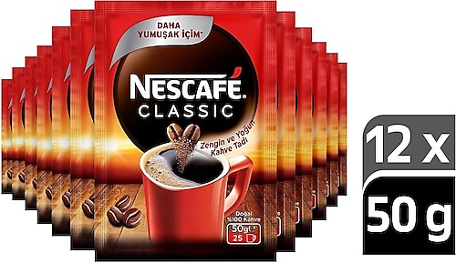 Nescafe Classic Granül Kahve 50 gr Eko Paket 12'li