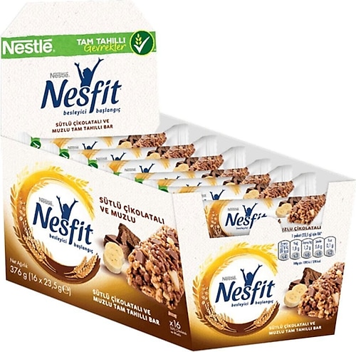 Nesfit 23.5 gr 16'lı Paket Muzlu ve Çikolatalı Tahıllı Bar