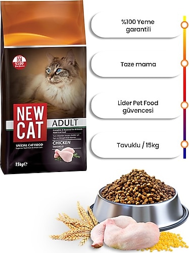 New Cat Tavuklu 15 kg Yetişkin Kuru Kedi Maması