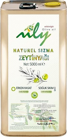 Nily Soğuk Sıkım Natürel Sızma Zeytinyağı 5 lt