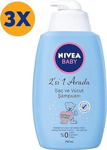 Nivea Baby Saç ve Vücut Şampuanı 750 ml 3 Adet