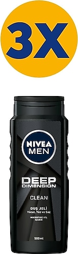 Nivea Men Deep Dimension 500 ml 3 Adet Duş Jeli