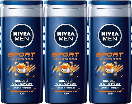 Nivea Men Sport Duş Jeli,Vücut,Yüz ve Saç 500mlx3