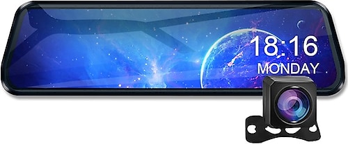 Novatek NT921GW 2k Quad Hd 1440P+1080P 10 Inç IPS Dokunmatik Ekran Gps Wifi Çift Yön Dikiz Aynalı Araç Kamerası