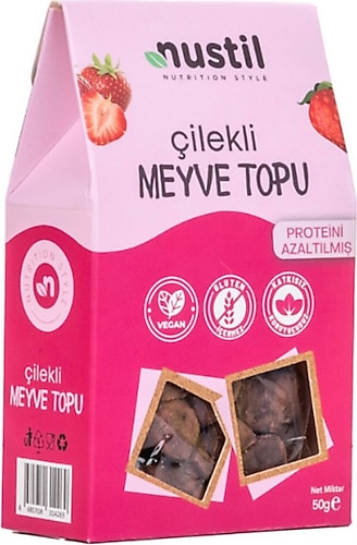 Nustil Düşük Proteinli Glutensiz Çilekli Meyve Topu 50 gr
