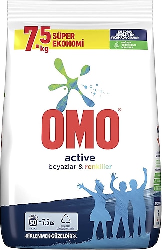 Omo Active 7.5 kg Beyazlar & Renkliler İçin Toz Deterjan