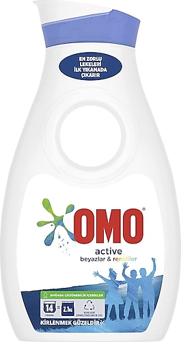 Omo Active Beyazlar ve Renkliler için Sıvı Deterjan 14 Yıkama 0.91 lt