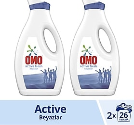 Omo Active Fresh Beyazlar için Sıvı Deterjan 26 Yıkama 1.69 lt 2'li