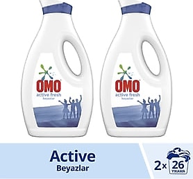 Omo Active Fresh Beyazlar için Sıvı Deterjan 26 Yıkama 1.69 lt 2'li