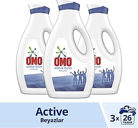 Omo Active Fresh Beyazlar için Sıvı Deterjan 26 Yıkama 1.69 lt 3'lü