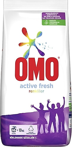 Omo Active Fresh Renkliler için 66 Yıkama 10 kg Toz Deterjan