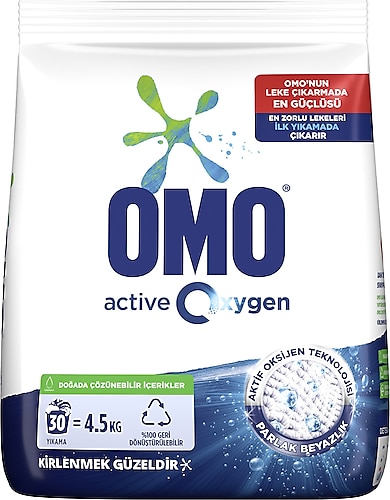 Omo Active Oxygen Beyazlar için 4.5 kg Toz Deterjan