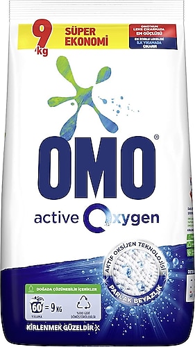 Omo Active Oxygen Beyazlar için 9 kg Toz Deterjan