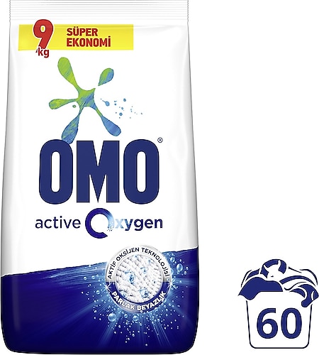 Omo Active Oxygen Toz Çamaşır Deterjanı Beyazlar Için En Zorlu Lekeleri Ilk Yıkamada Çıkarır 9 Kg