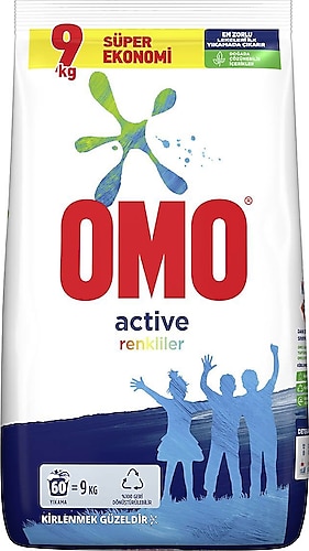 Omo Active Renkliler için 9 kg Toz Deterjan