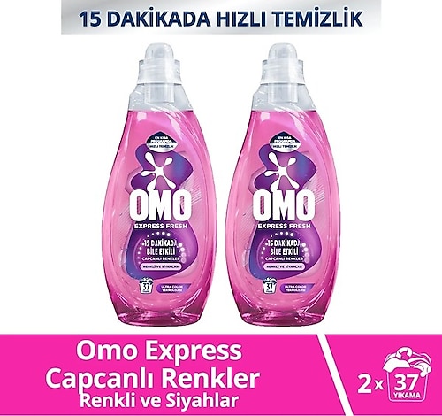 Omo Express Fresh Capcanlı Renkler Renkliler ve Siyahlar için Sıvı Deterjan 1.48 lt 2'li