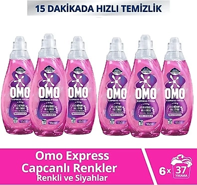 Omo Express Fresh Capcanlı Renkler Renkliler ve Siyahlar için Sıvı Deterjan 1.48 lt 6'lı