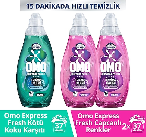 Omo Express Fresh Kötü Koku Karşıtı Beyaz Ve Renkliler 1480ml X1 Capcanlı Renkli Ve Siyahlar X2