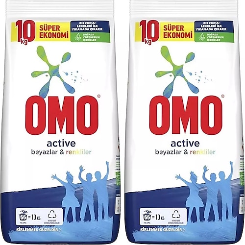 Omo Matik Toz Çamaşır Deterjanı 20KG Beyazlar ve Renkliler (2PKx10KG) (132 Yıkama)