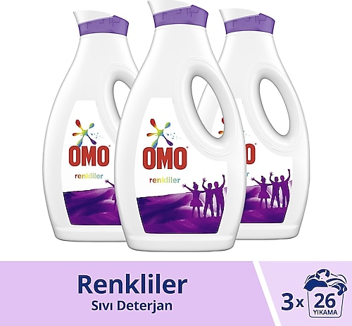 Omo Renkliler için Sıvı Deterjan 26 Yıkama 1.69 lt 3'lü