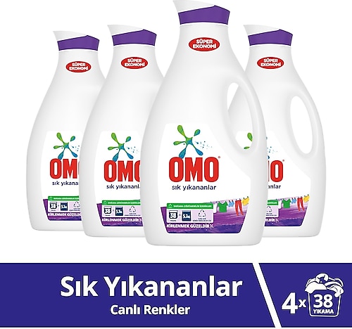 Omo Sık Yıkananlar Sıvı Deterjan 38 Yıkama 2.47 lt 4'lü