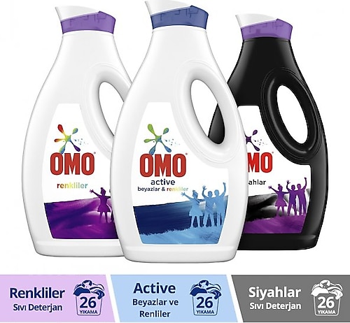 Omo Sıvı Deterjan Active 1690 ml + Color 1690 ml + Black 1690 ml