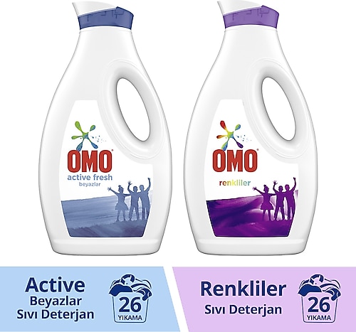 Omo Sıvı Deterjan Active Fresh 1690 ml + Color 1690 ml