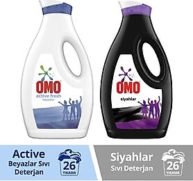 Omo Sıvı Deterjan Siyahlar 1690 mlx1+Omo Active Fresh Beyaz 1690mlx1