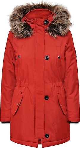 Only Irish Fur Winter 15213755 Kapüşonlu Kürklü Kırmızı Kadın Parka