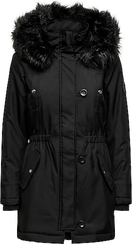 Only Irish Fur Winter 15213755 Kapüşonlu Kürklü Siyah Kadın Parka