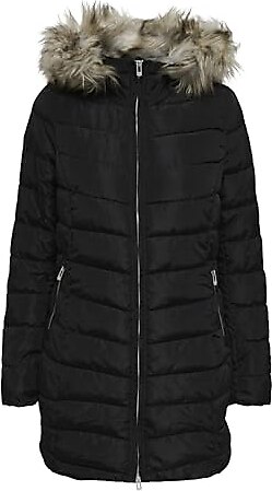 ONLY ONLELLAN QUILT HOOD FUR COAT LIFE CC OTW