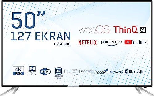 Onvo OV50500 4K Ultra HD 50" 127 Ekran Uydu Alıcılı webOS Smart LED TV