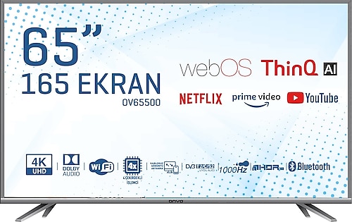 Onvo OV65500 4K Ultra HD 65" 165 Ekran Uydu Alıcılı webOS Smart LED TV