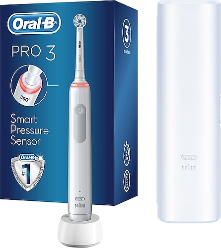 Oral-B Pro 3500 Elektrikli Beyaz Diş Fırçası + Seyahat Kabı