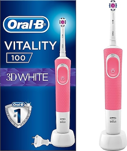 Oral-B Vitality 100 3D White Pembe Şarj Edilebilir Diş Fırçası