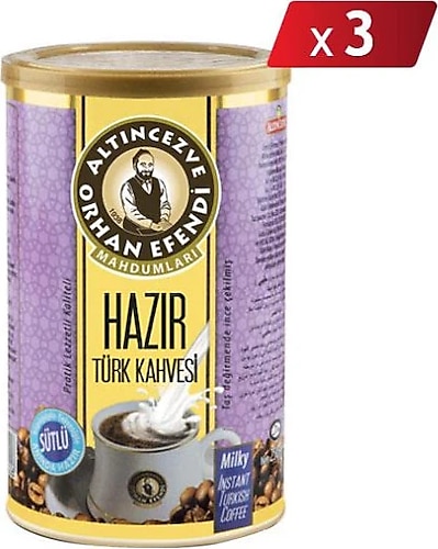 Orhan Efendi Hazır Türk Kahvesi Sütlü Teneke 500 Gr - 3Lü Paket