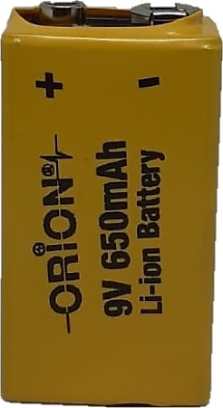 Orion 9V 650 mAh Li-ion Şarjlı Pil