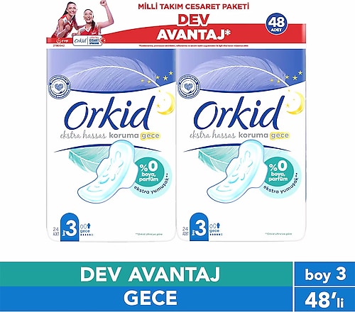 Orkid Ekstra Hassas Cesaret Paketi Gece 48'li