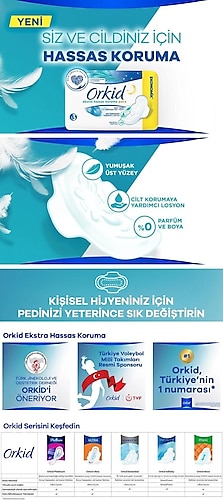 Orkid Ekstra Hassas Koruma Gece Boy 3 Hijyenik Ped 14'lü 4 Adet