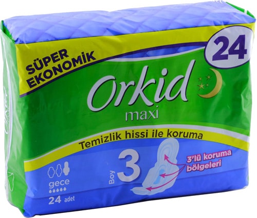 Orkid Maxi Gece Boy 3 Hijyenik Ped 24'lü