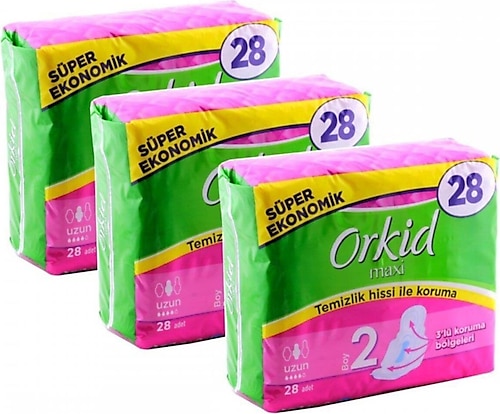 Orkid Maxi Uzun Boy 2 Hijyenik Ped 28'li 3 Adet