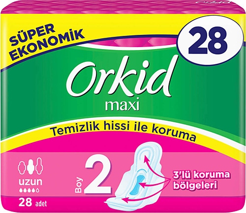 Orkid Maxi Uzun Boy 2 Hijyenik Ped 28'li