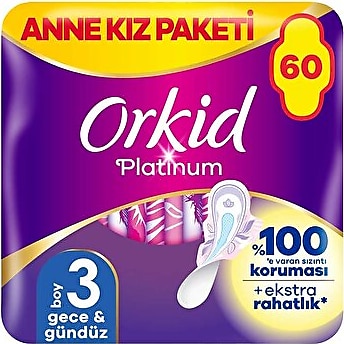 Orkid Platinum Anne Kız Paketi Gece & Gündüz Hijyenik Ped 60'lı