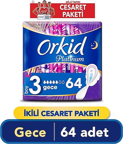 Orkid Platinum Gece Boy 3 Hijyenik Ped 16'lı 4 Adet